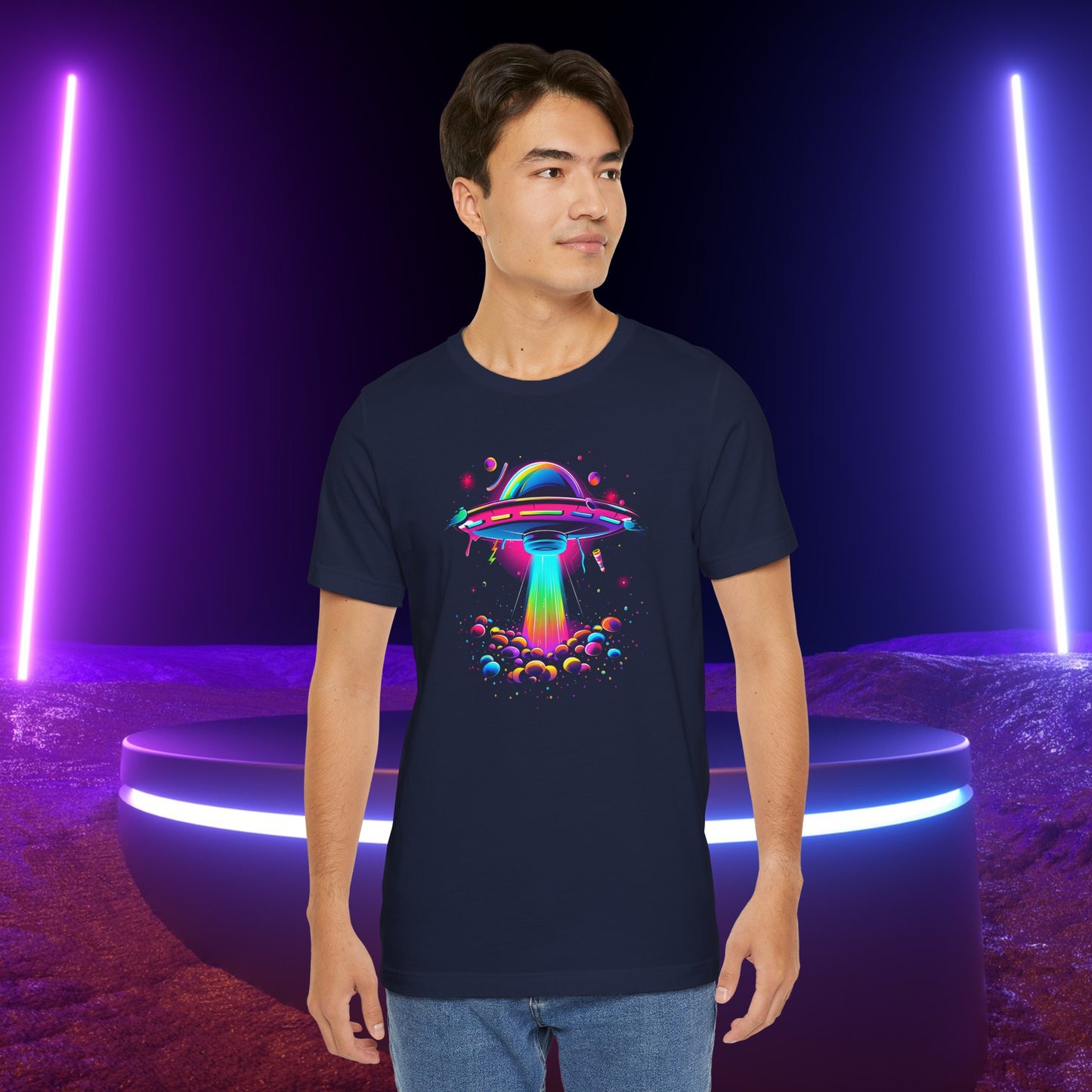 Neon Spaceship Unisex Jersey Short Sleeve Tee