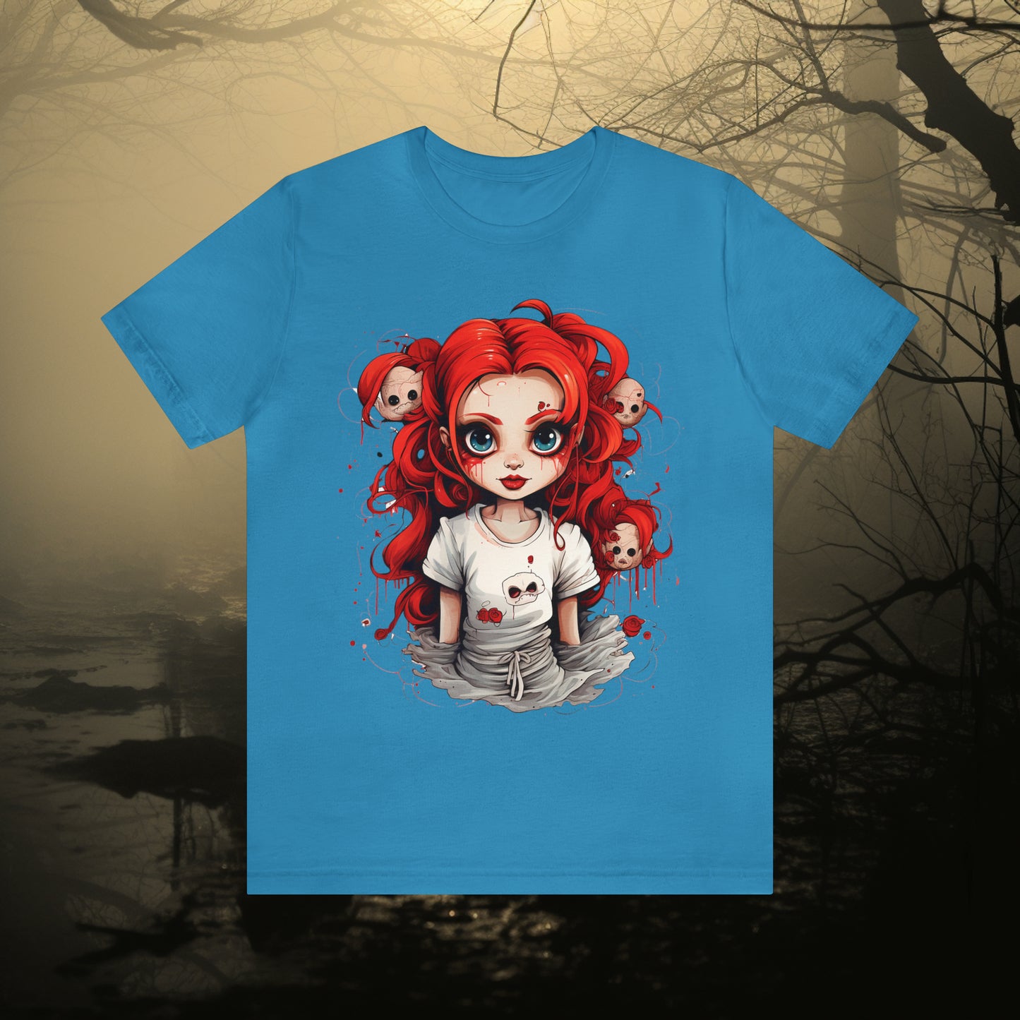 Creepy Doll Halloween Unisex Jersey Short Sleeve Tee