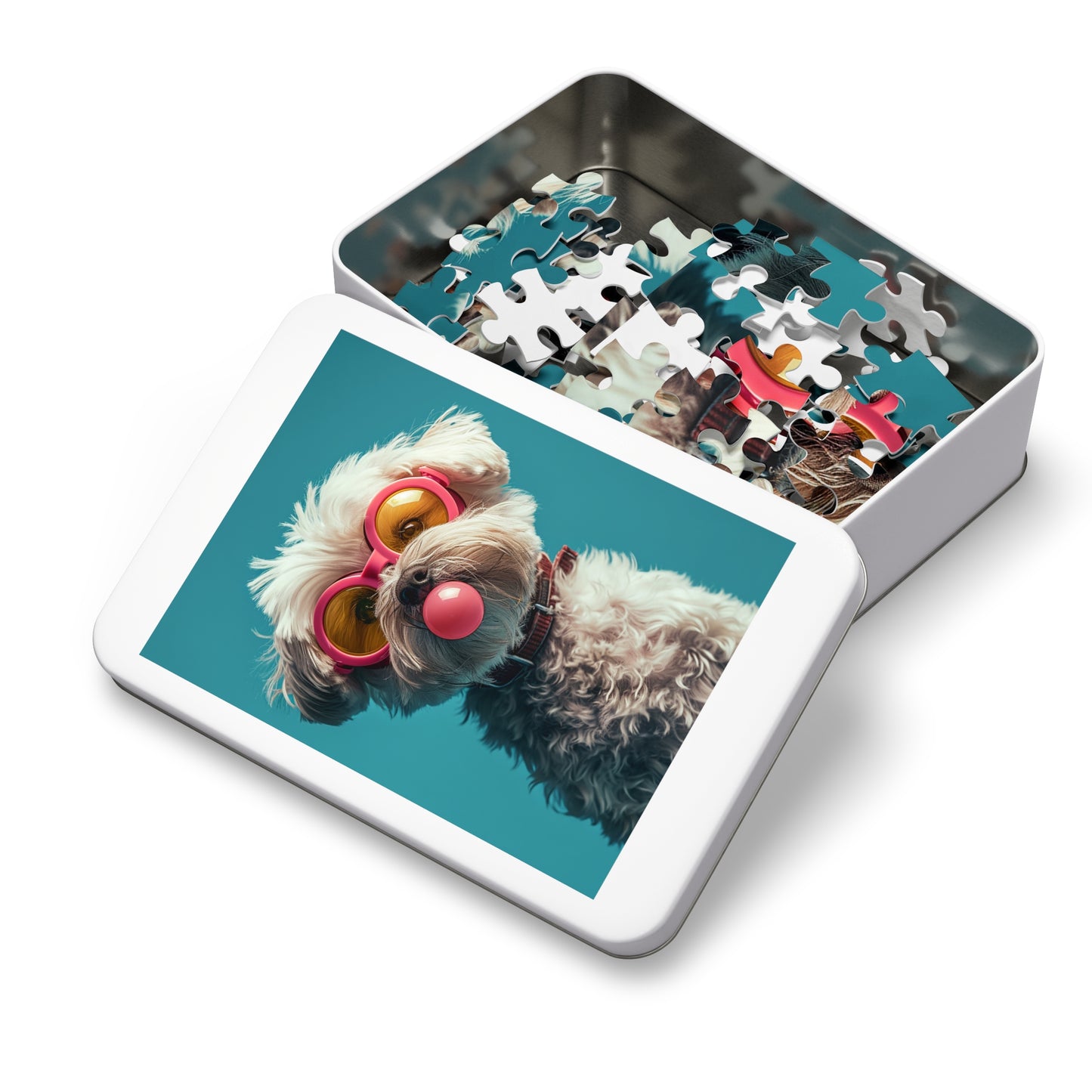 Maltese with Pink Sunglasses Jigsaw Puzzle (30, 110, 252, 500,1000-Piece)