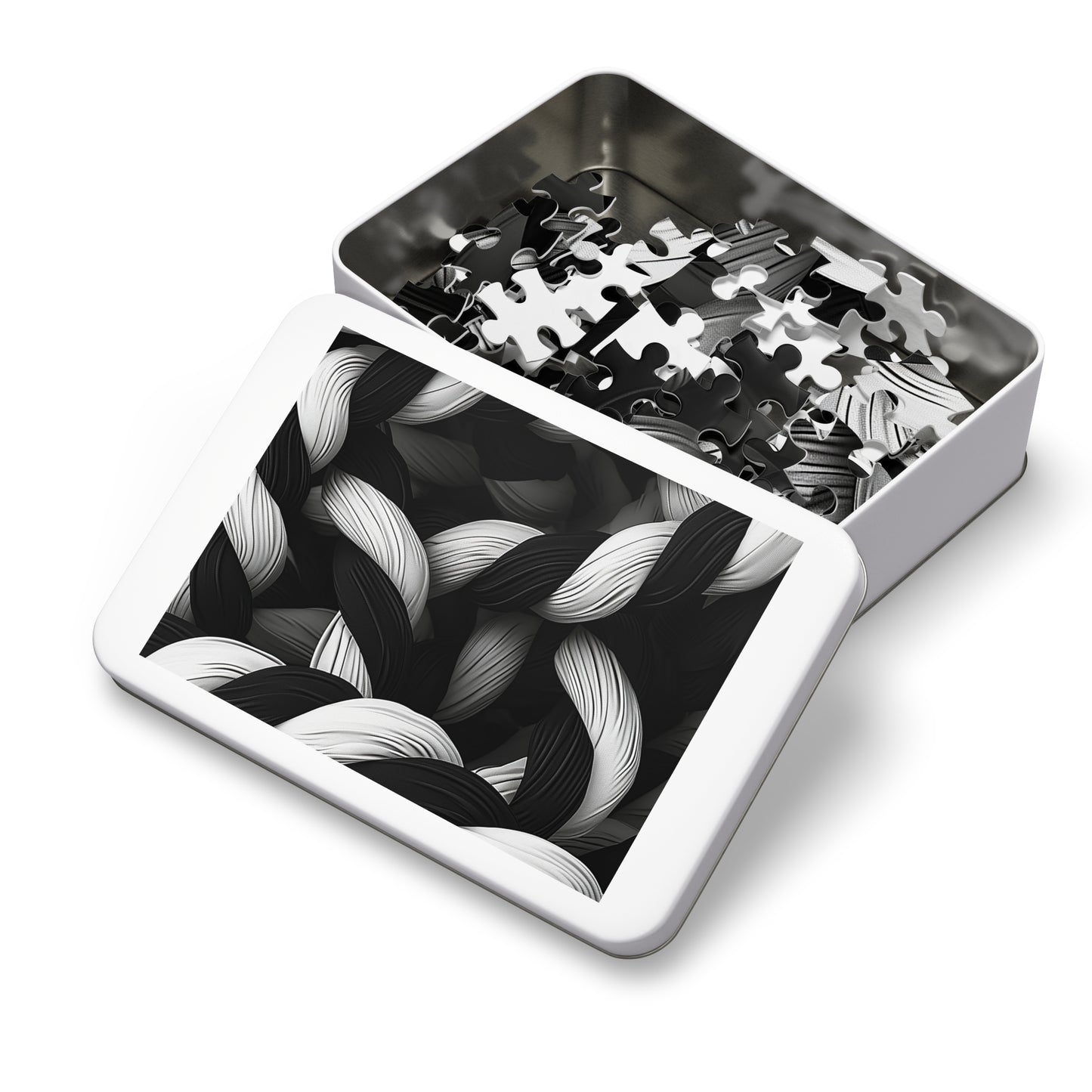 Black and White Twisted Rope Jigsaw Puzzle (30, 110, 252, 500,1000-Piece)