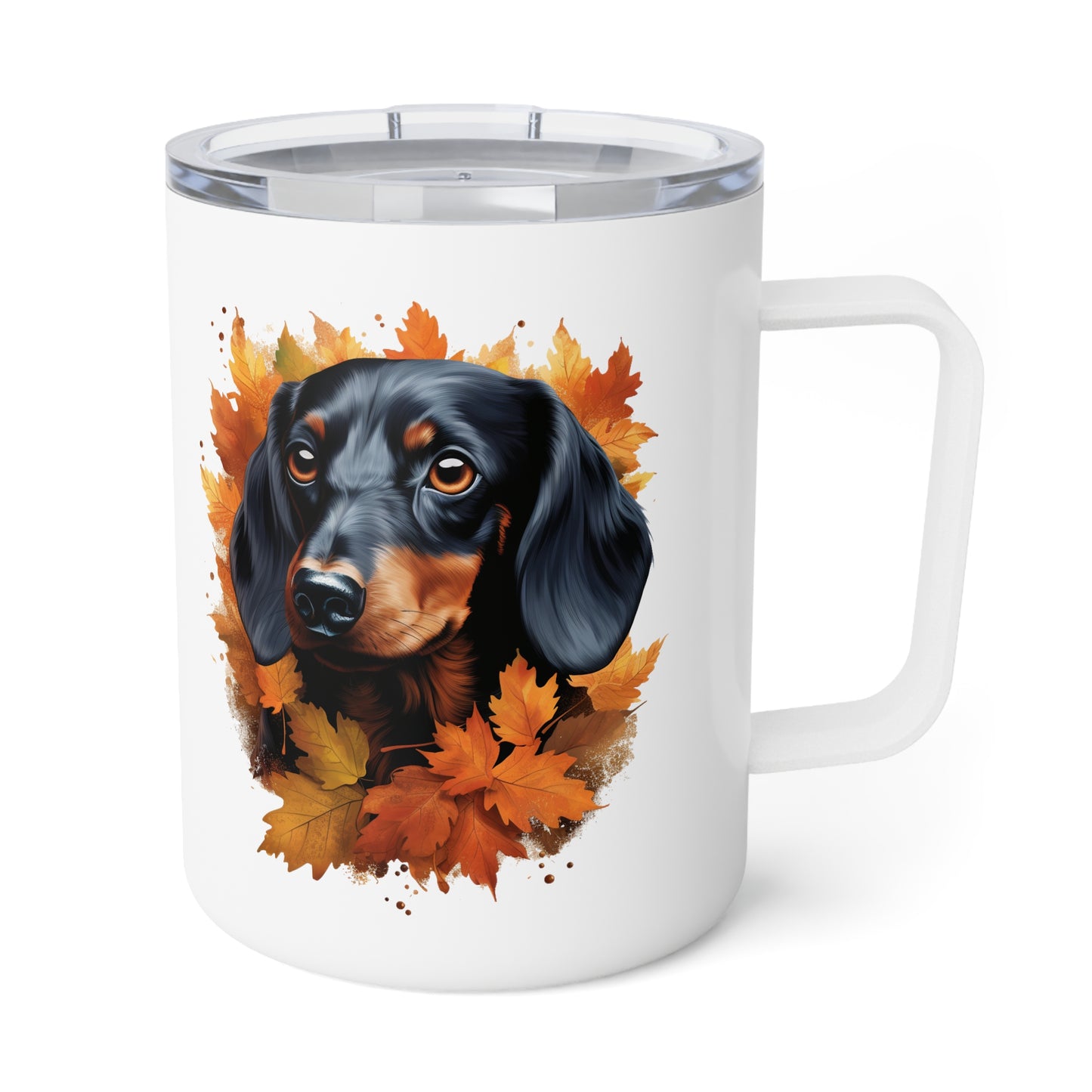 Dachshund Fall Insulated Coffee Mug, 10oz
