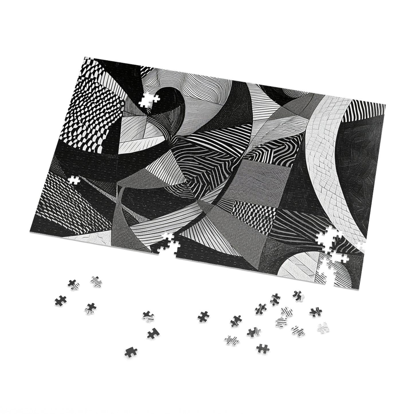 Black and White Abstract Pattern Jigsaw Puzzle (30, 110, 252, 500,1000-Piece)
