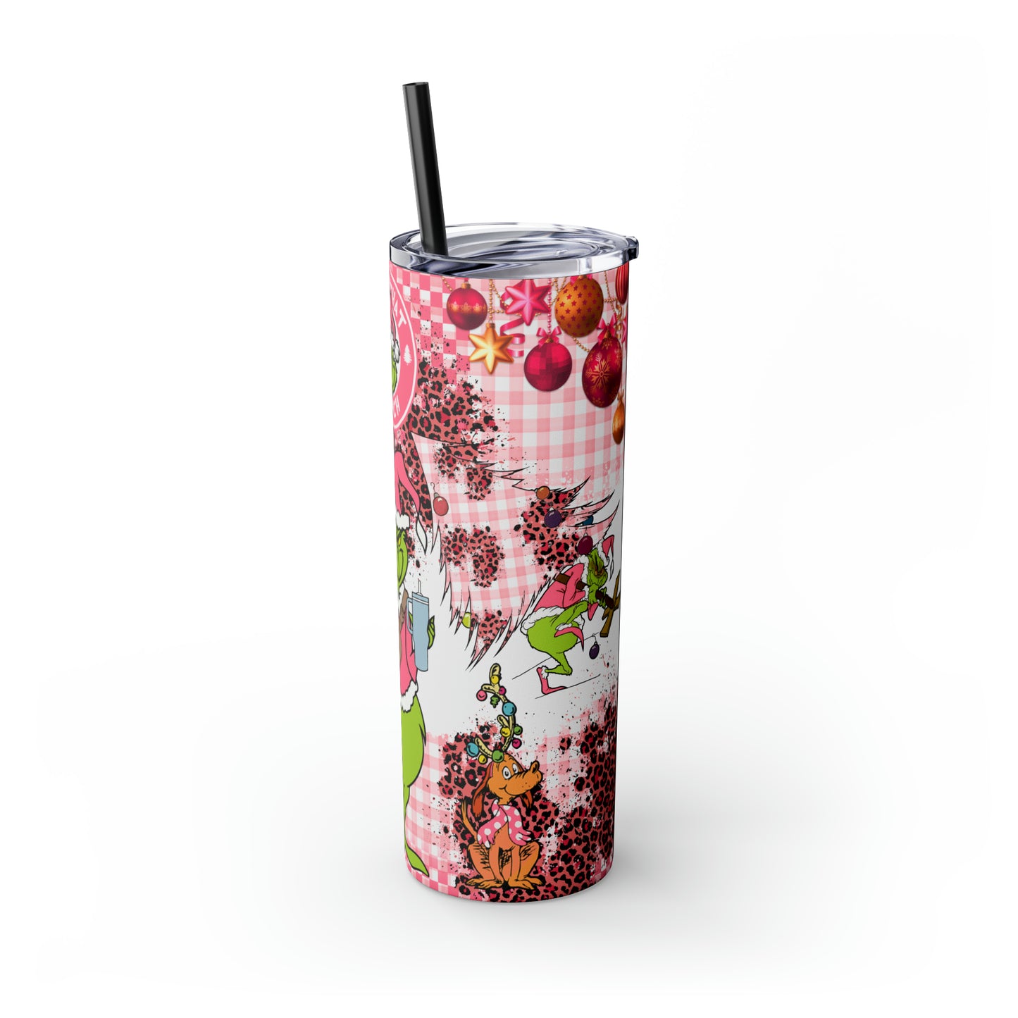 100% That Grinch! Skinny Tumbler with Straw, 20oz
