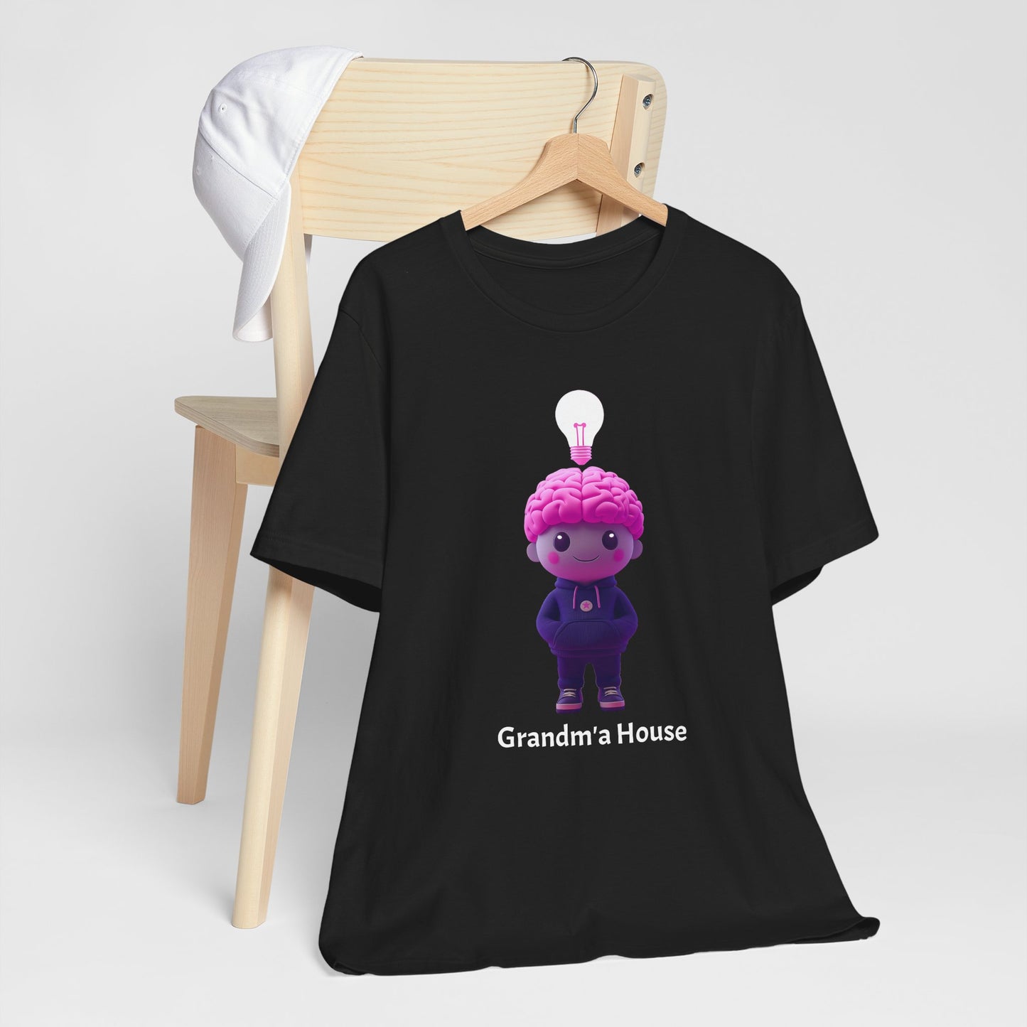 Grandma's House Brain with Light Bulb Design - Unisex Jersey Tee