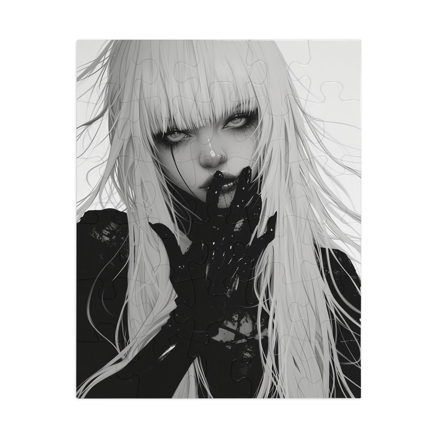 Black and White Anime Female Jigsaw Puzzle (30, 110, 252, 500,1000-Piece)