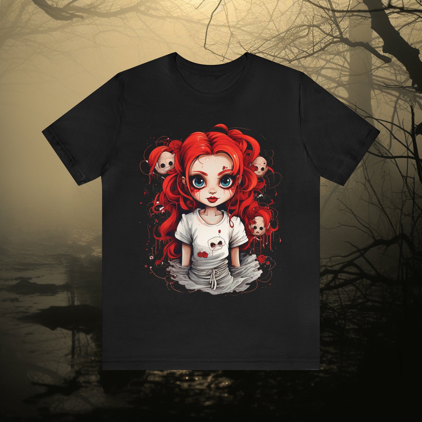 Creepy Doll Halloween Unisex Jersey Short Sleeve Tee