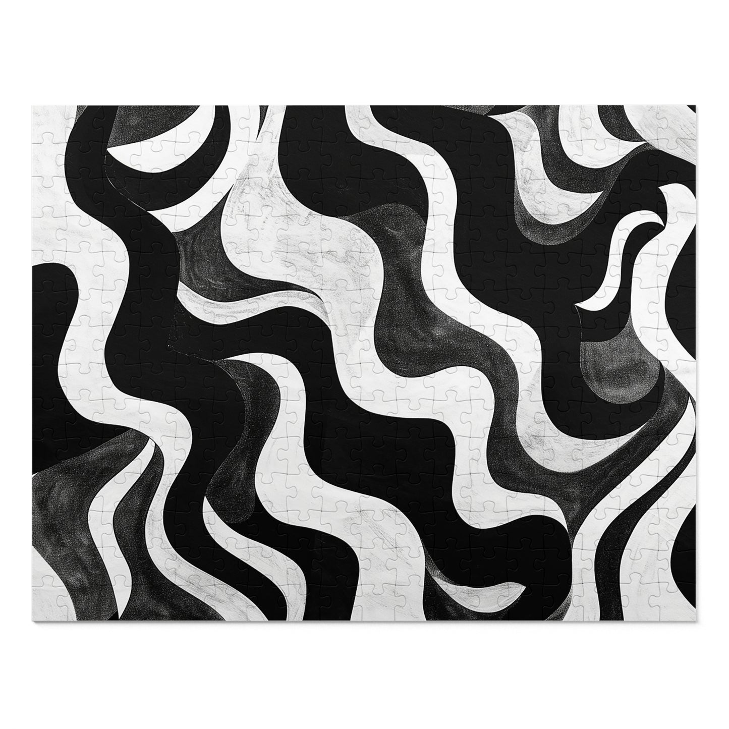 Black and White Waves Jigsaw Puzzle (30, 110, 252, 500,1000-Piece)