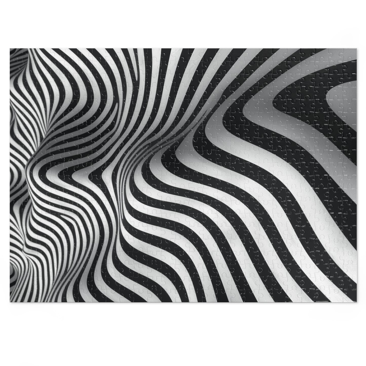 Black and White Wave Pattern Jigsaw Puzzle (30, 110, 252, 500,1000-Piece)
