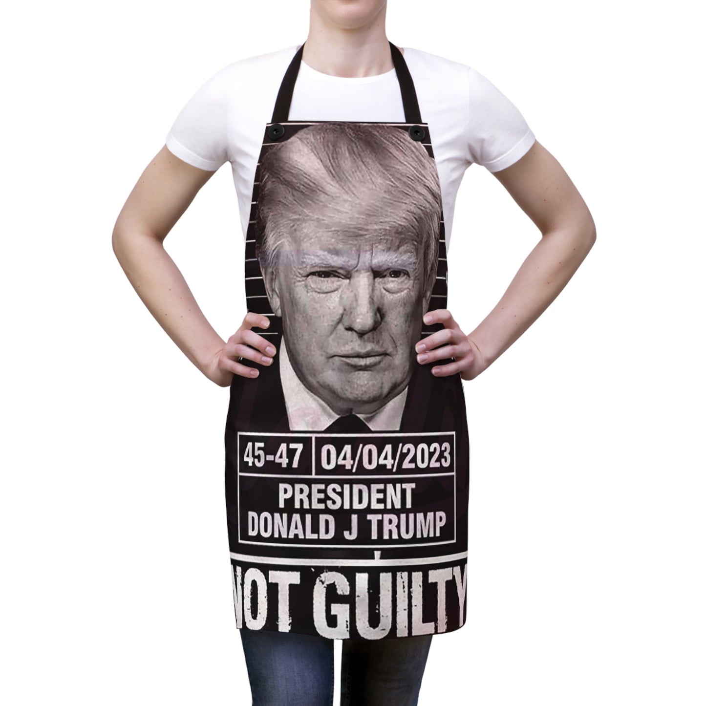 President Trump Mug Shot Not Guilty Apron