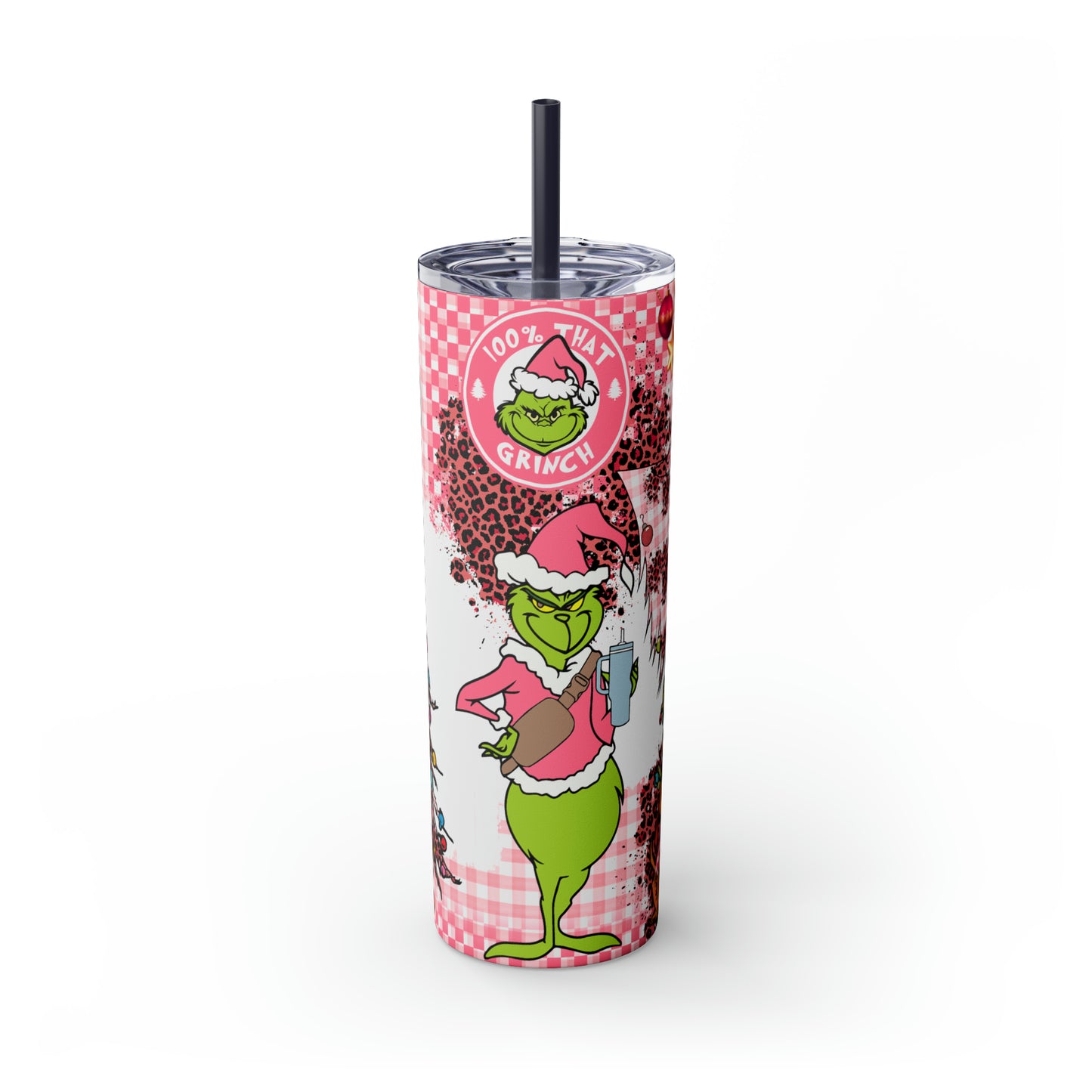 100% That Grinch! Skinny Tumbler with Straw, 20oz