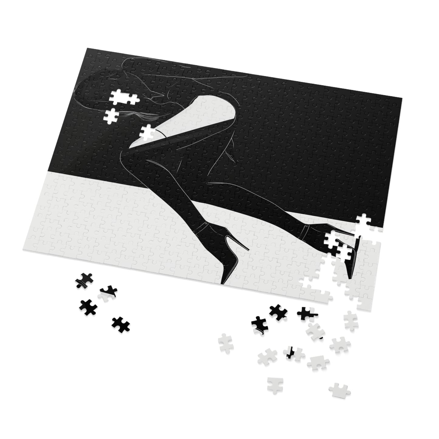 Black and White Female Fashion Jigsaw Puzzle (30, 110, 252, 500,1000-Piece)