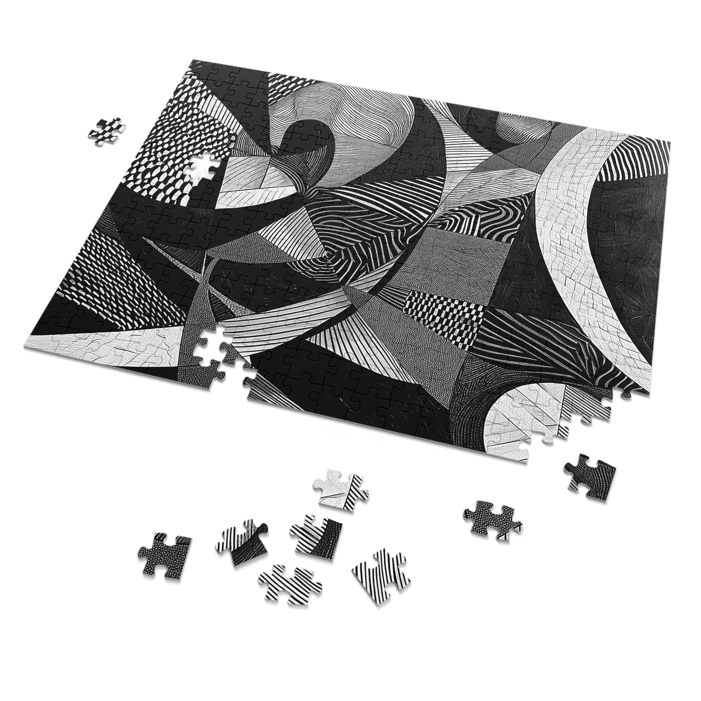 Black and White Abstract Pattern Jigsaw Puzzle (30, 110, 252, 500,1000-Piece)
