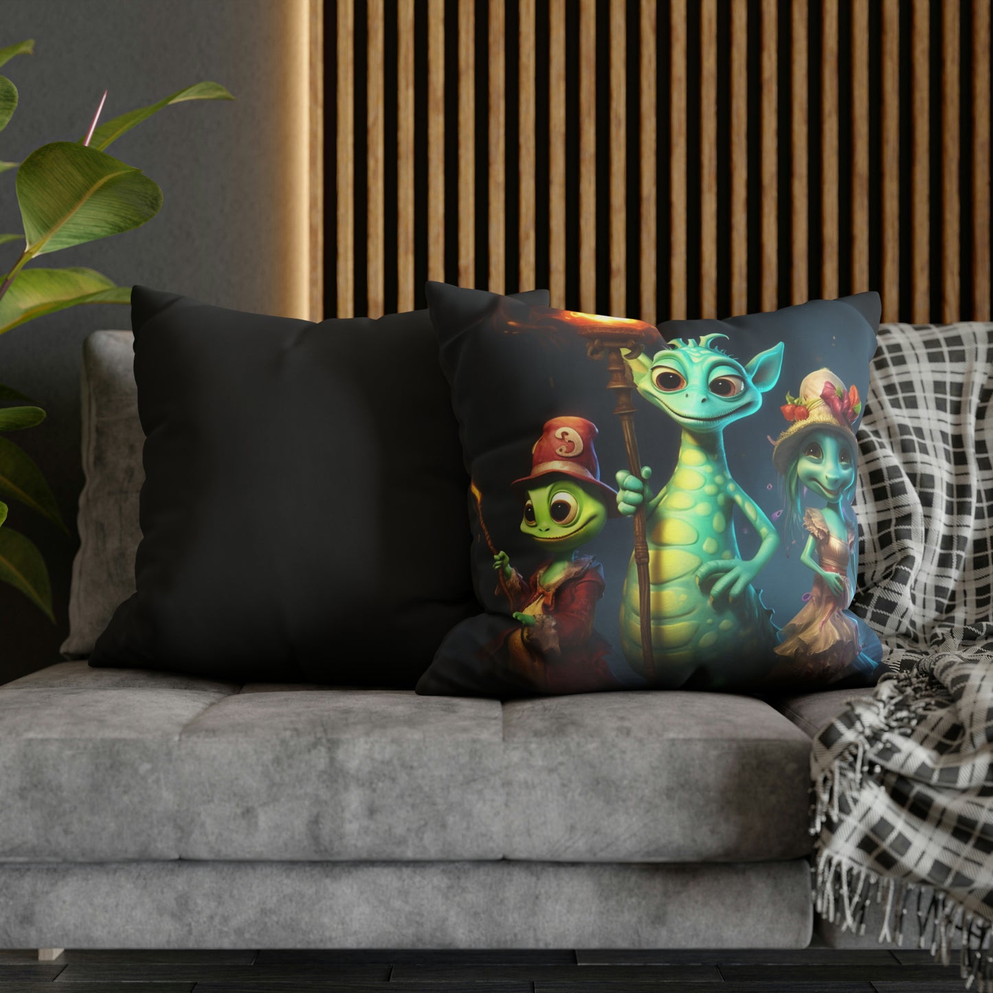 Monster Trick or Treater's Halloween Night Spun Polyester Square Pillow