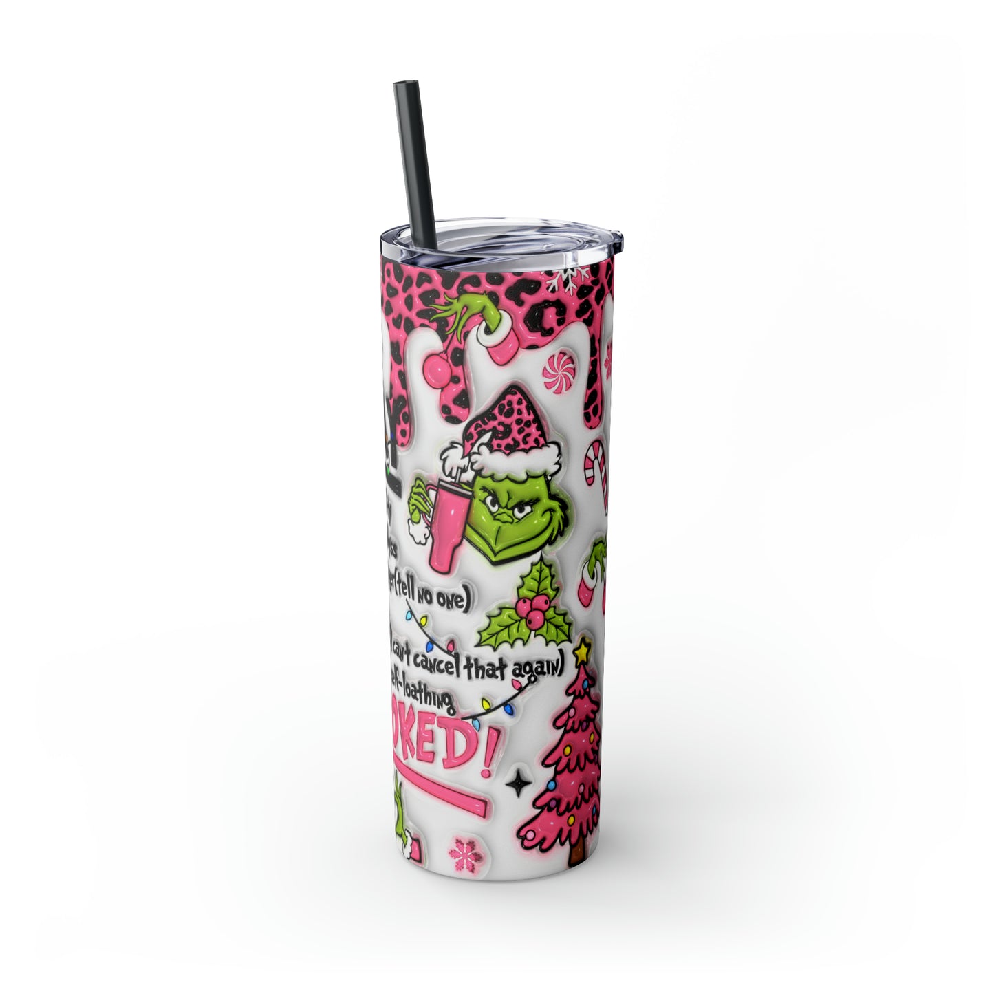 Grinch Daily Schedule Skinny Tumbler with Straw, 20oz