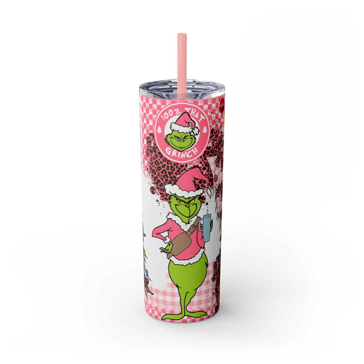 100% That Grinch! Skinny Tumbler with Straw, 20oz