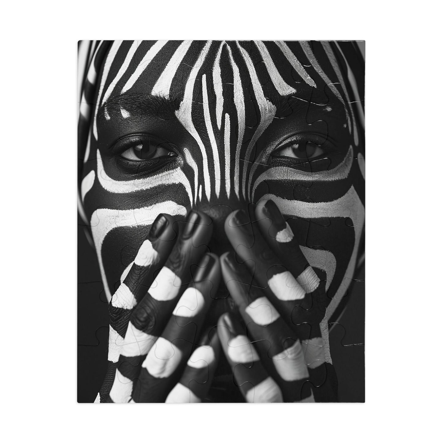 Black and White Zebra Painted Woman Jigsaw Puzzle (30, 110, 252, 500,1000-Piece)