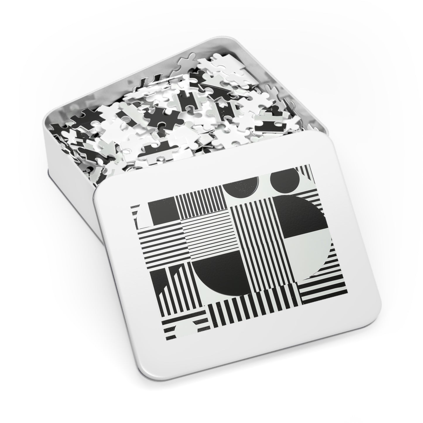 Black and White Geometric Design Jigsaw Puzzle (30, 110, 252, 500,1000-Piece)