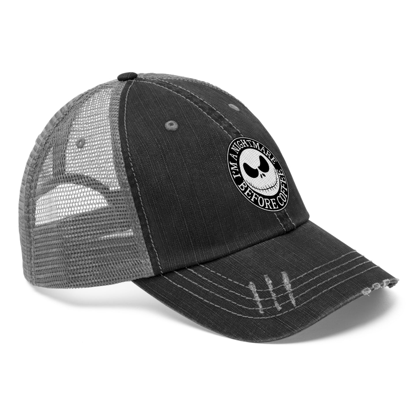 Nightmare Before Coffee Embroidery Unisex Trucker Hat