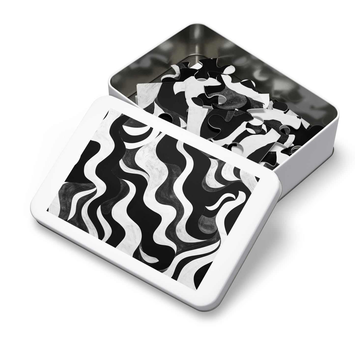 Black and White Waves Jigsaw Puzzle (30, 110, 252, 500,1000-Piece)