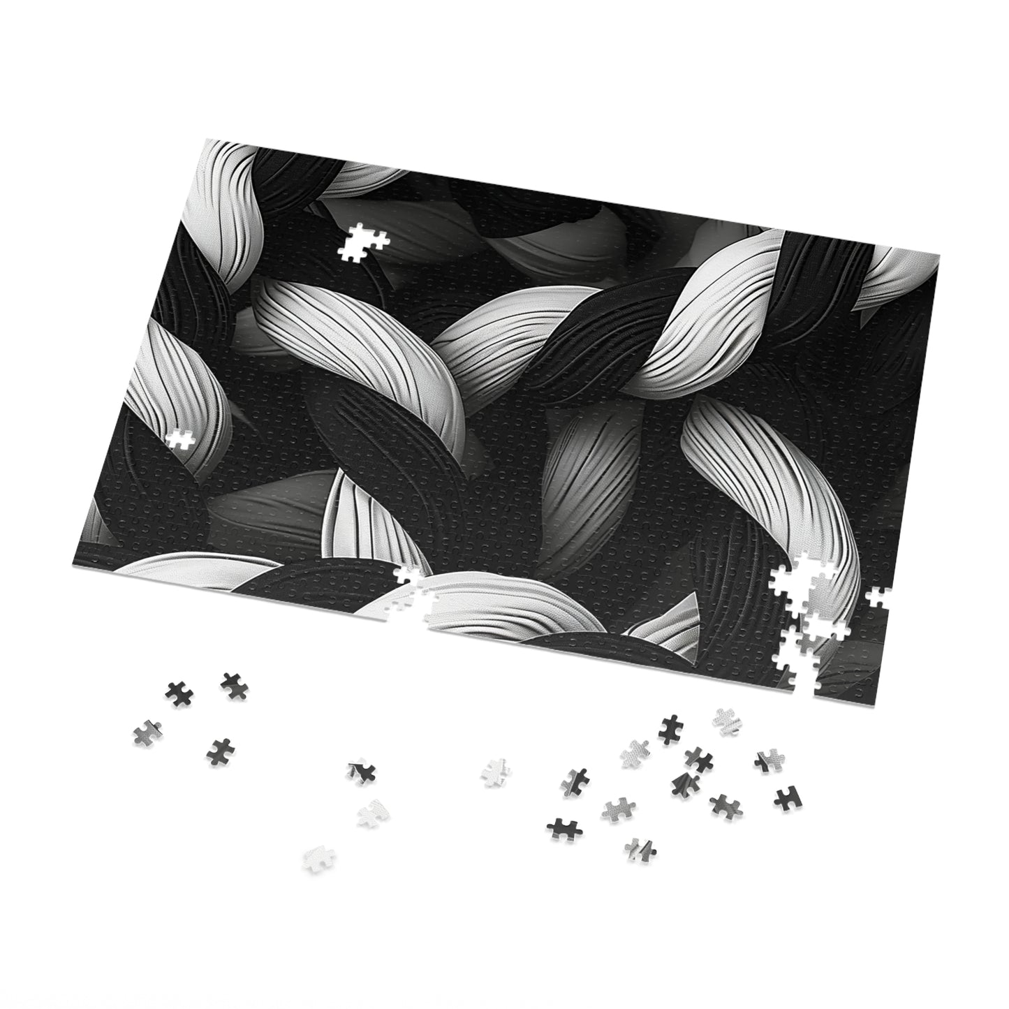 Black and White Twisted Rope Jigsaw Puzzle (30, 110, 252, 500,1000-Piece)