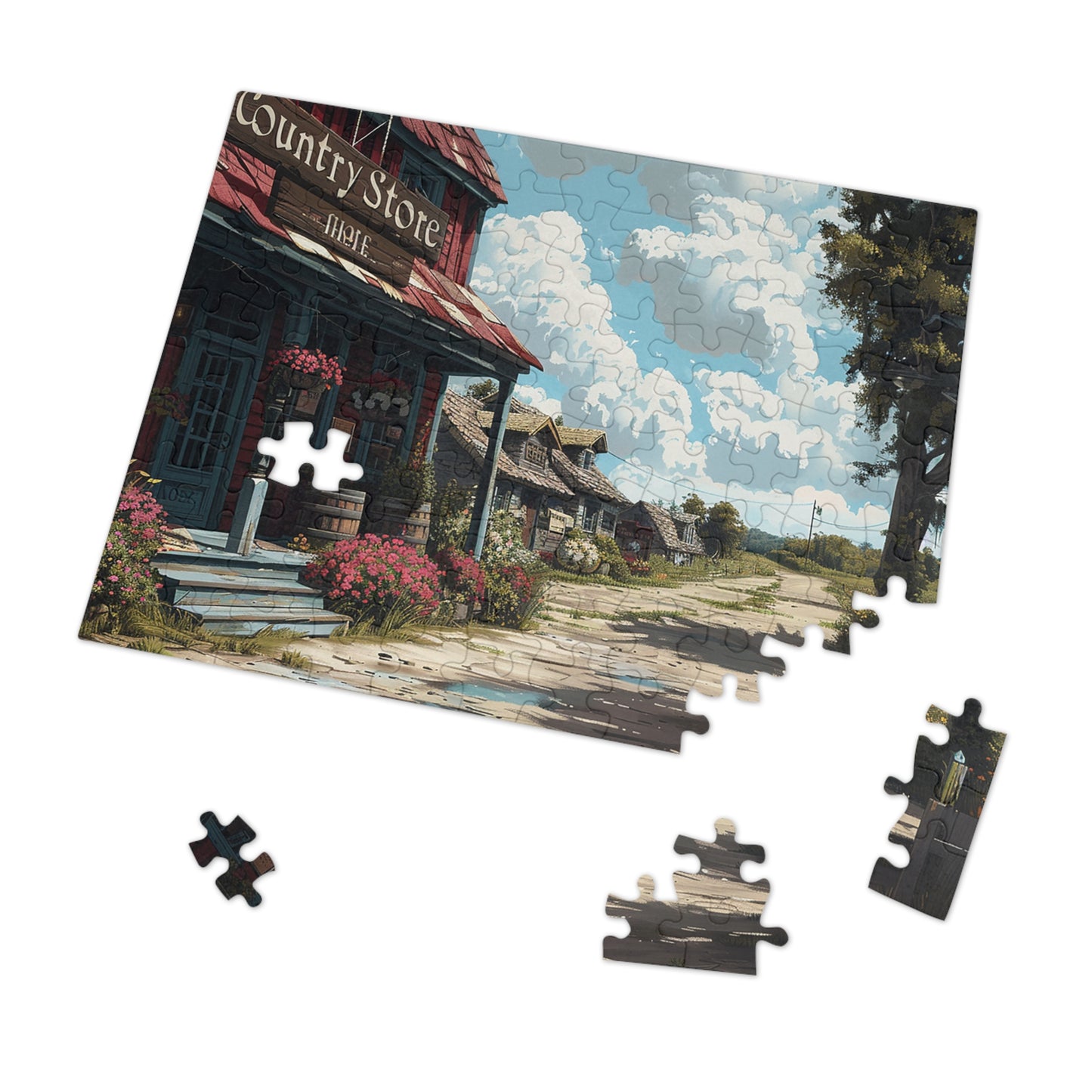 The Road to the Country Store Jigsaw Puzzle (30, 110, 252, 500,1000-Piece)