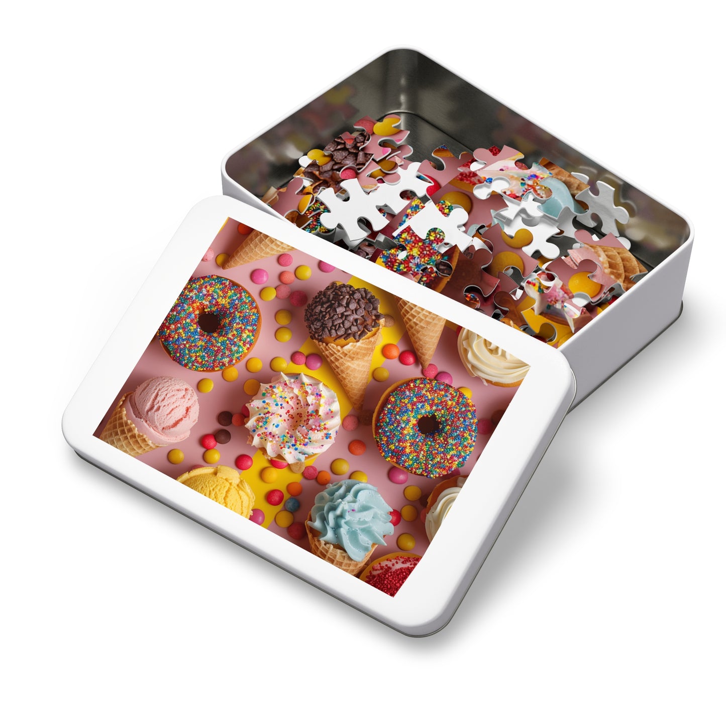 Party Time with Ice Cream, Doughnuts and Cupcakes Jigsaw Puzzle (30, 110, 252, 500,1000-Piece)