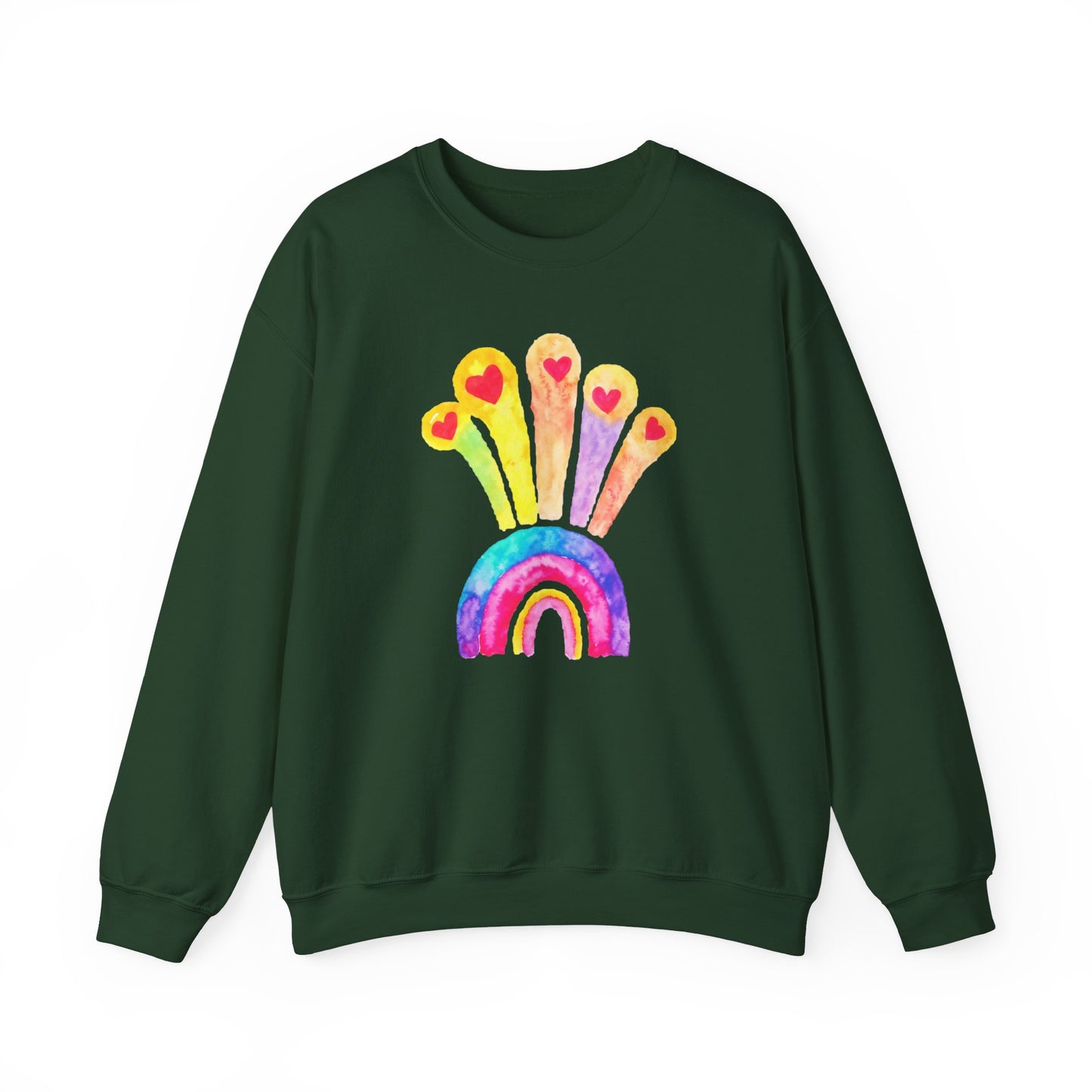 Kids Drawing Rainbow and Hearts Unisex Heavy Blend™ Crewneck Sweatshirt