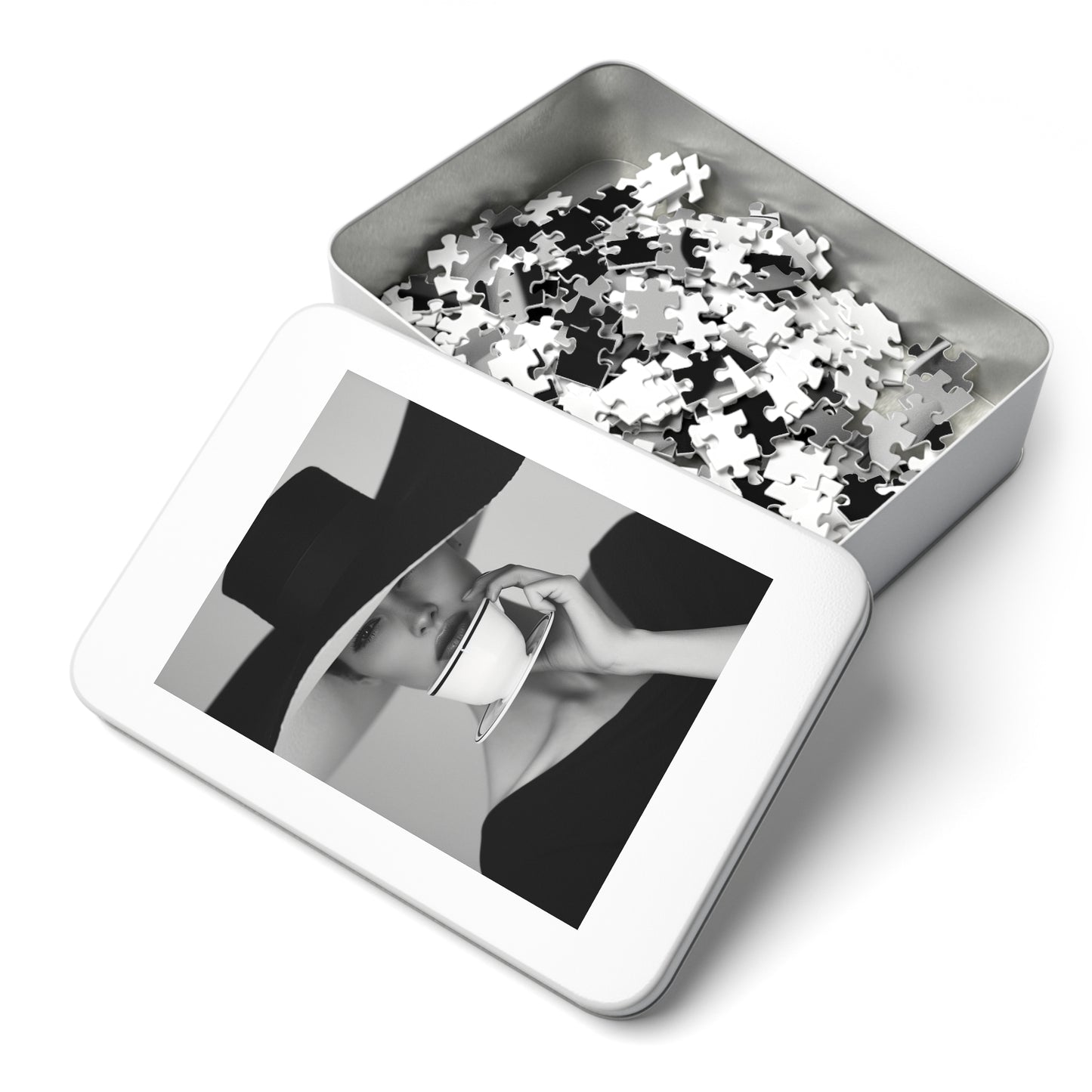 Black and White Sophisticated Lady Jigsaw Puzzle (30, 110, 252, 500,1000-Piece)