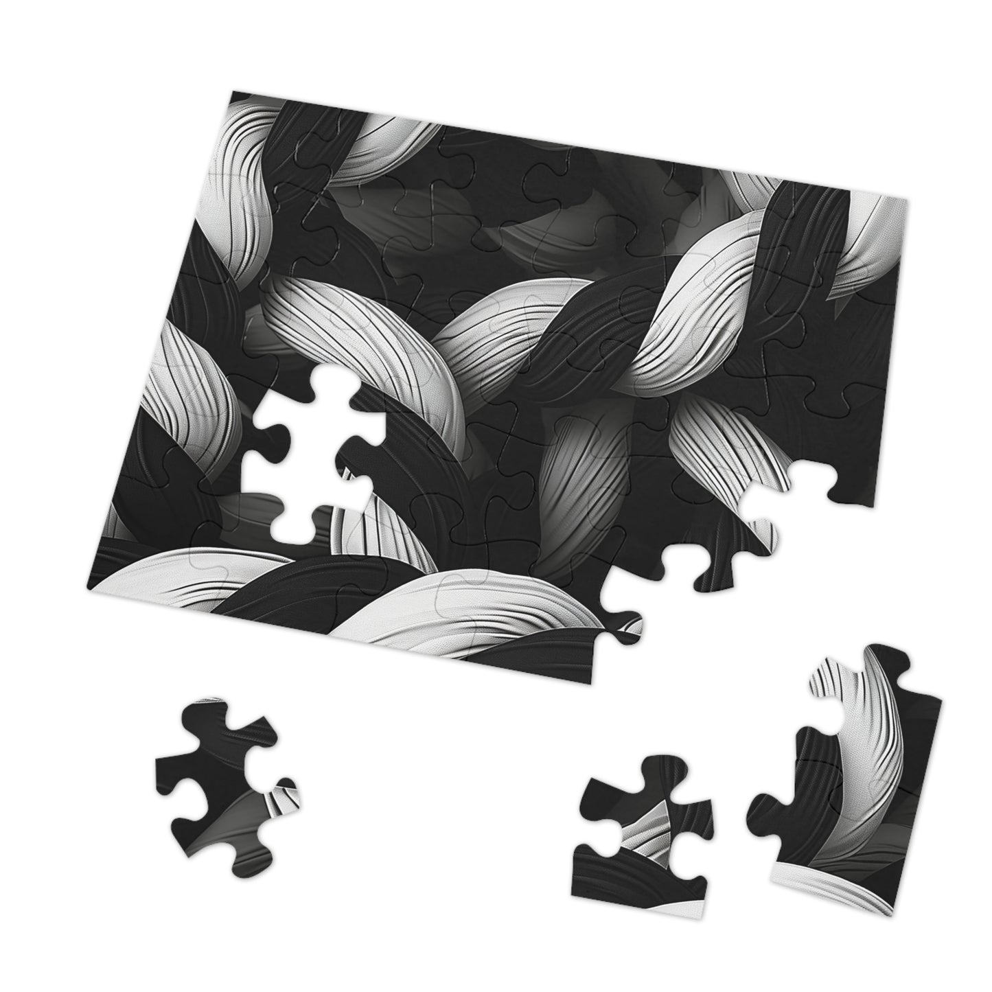 Black and White Twisted Rope Jigsaw Puzzle (30, 110, 252, 500,1000-Piece)