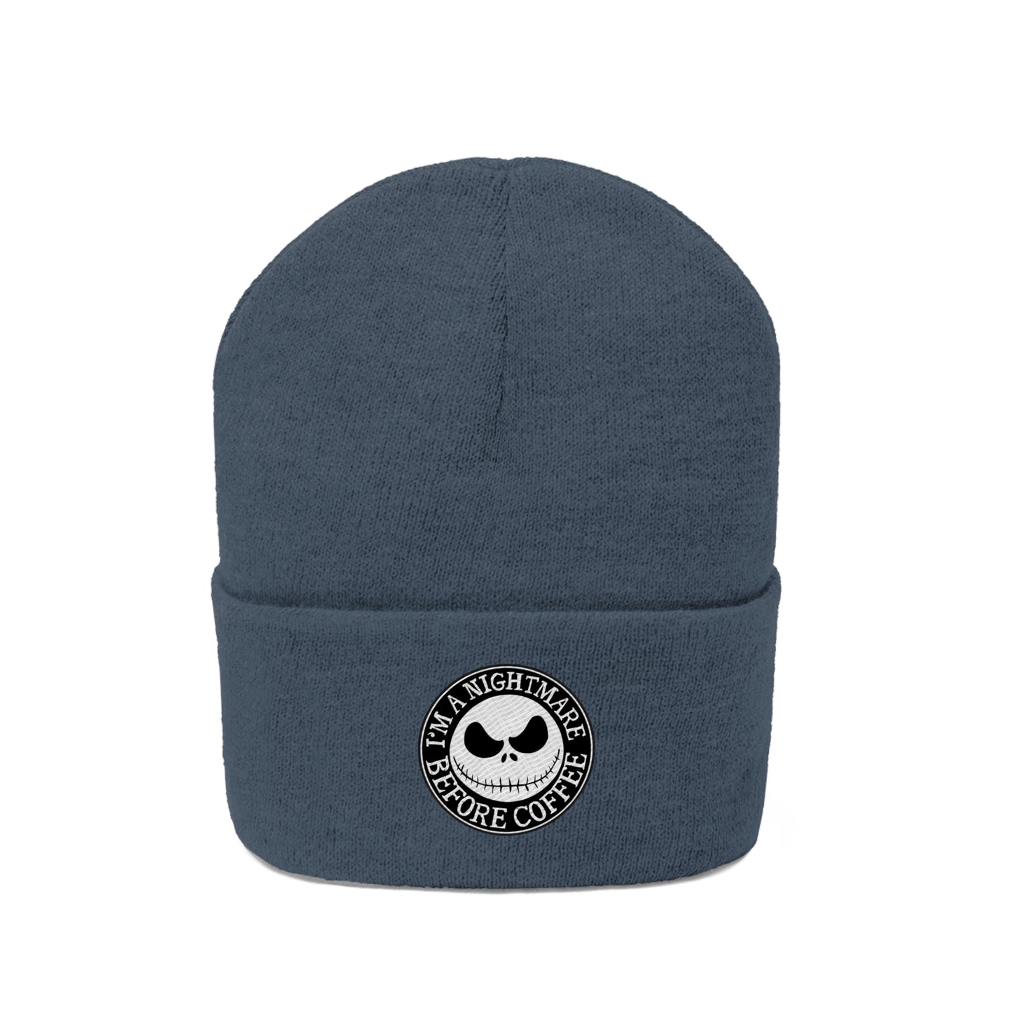 Nightmare Before Coffee Embroidery Knit Beanie