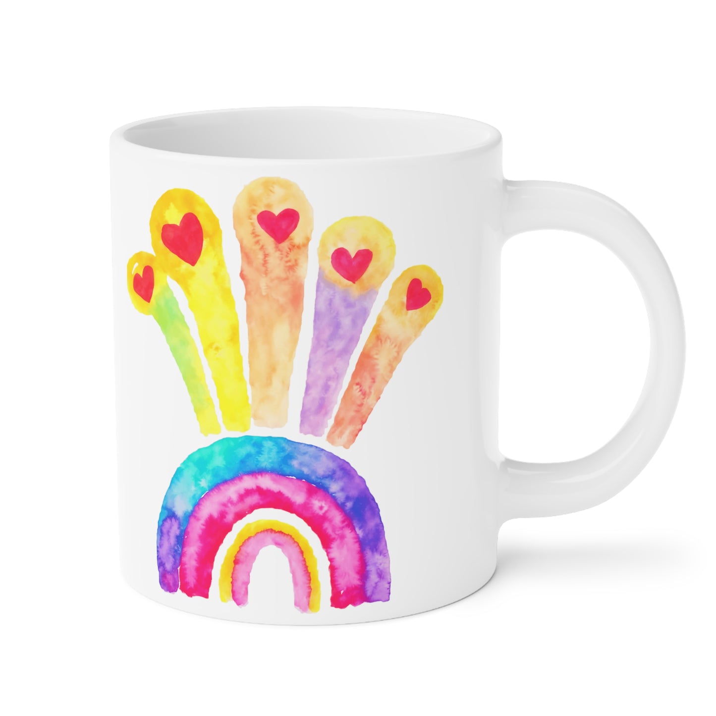 Kids Drawing Rainbow and Hearts Drawing Ceramic Mugs (11oz\15oz\20oz)