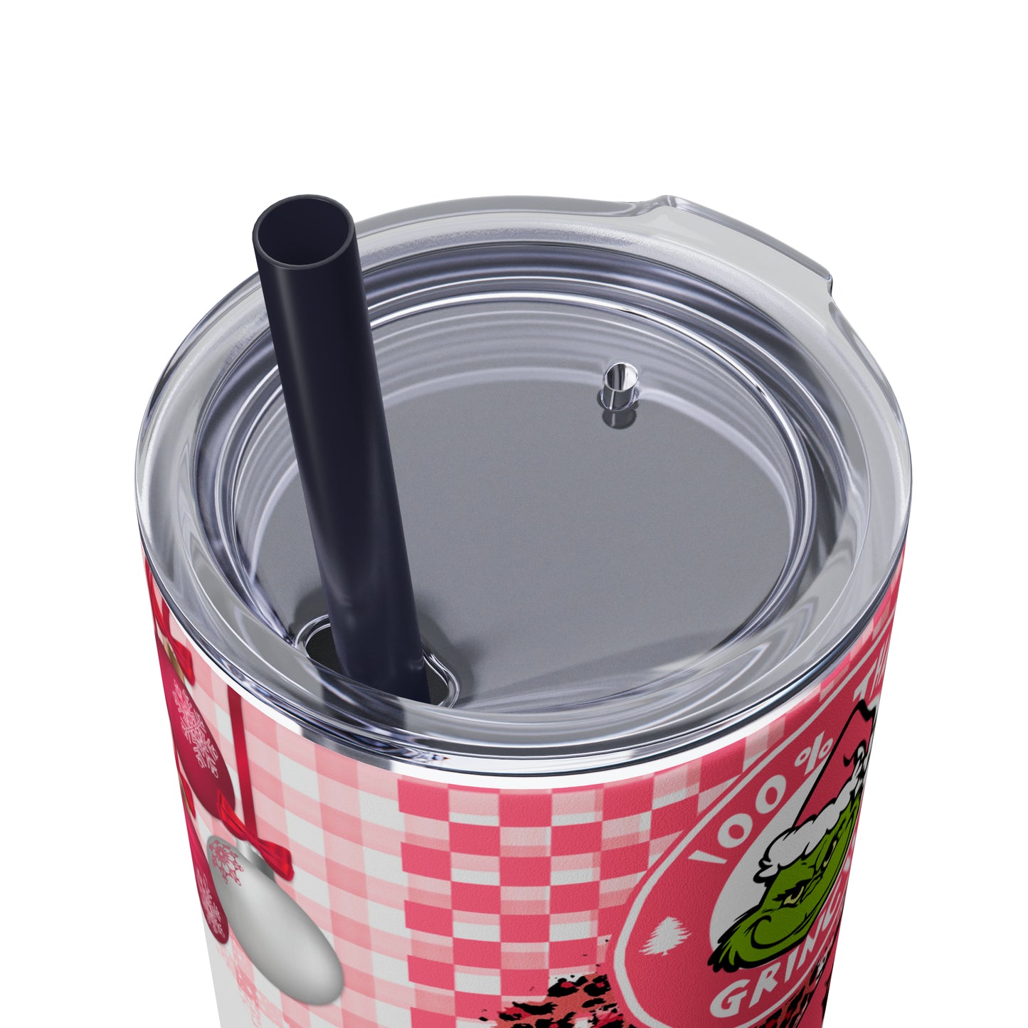 100% That Grinch! Skinny Tumbler with Straw, 20oz