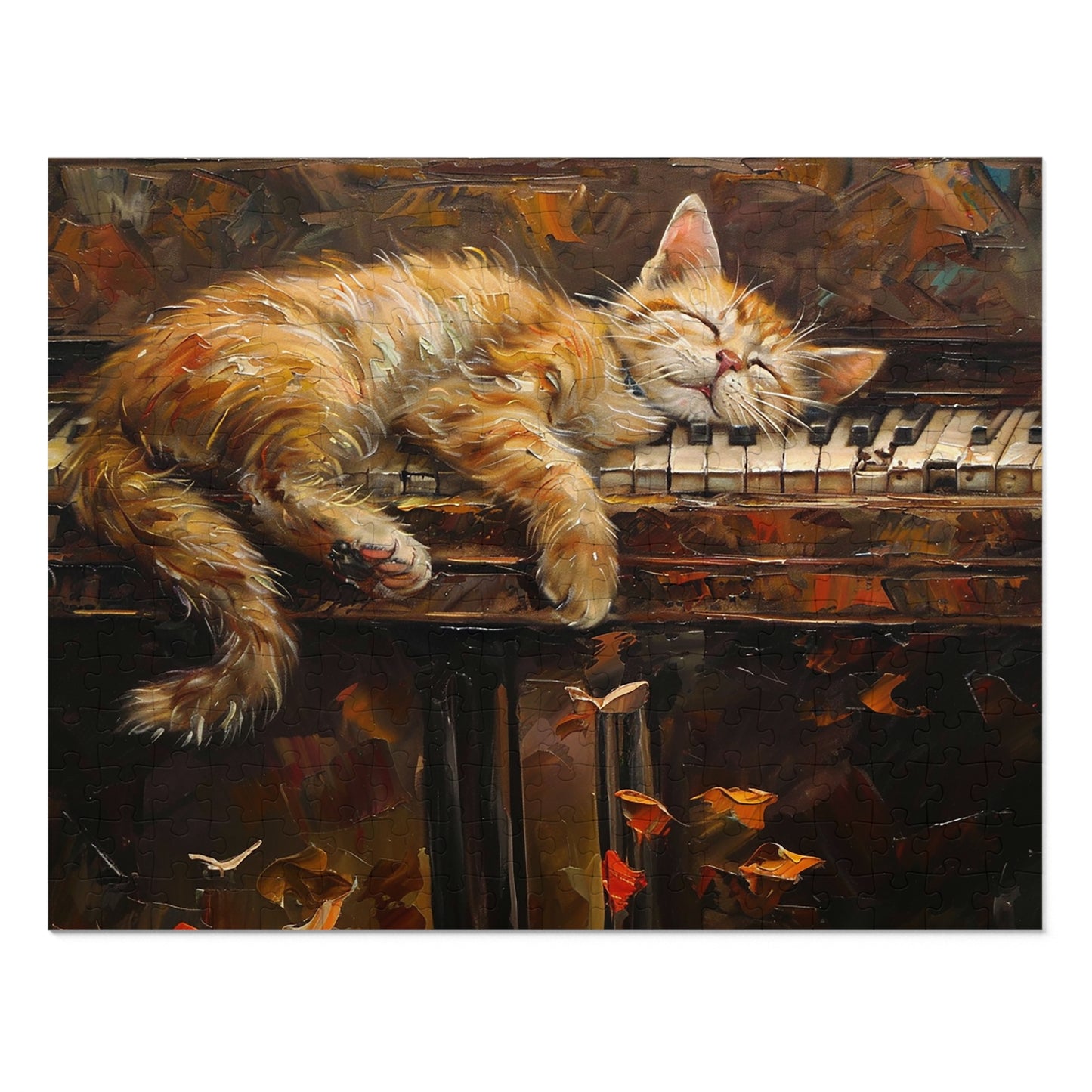 Sleeping Kitty on an Antique Piano Jigsaw Puzzle (30, 110, 252, 500,1000-Piece)