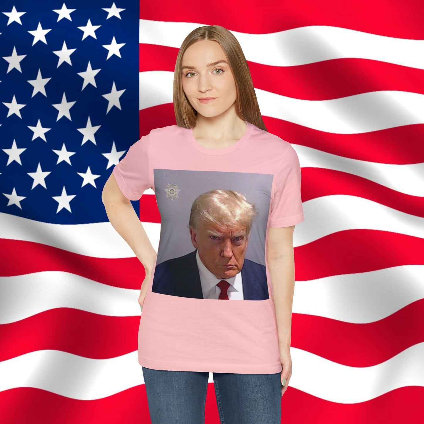 Trump Mug Shot Unisex Jersey Short Sleeve Tee