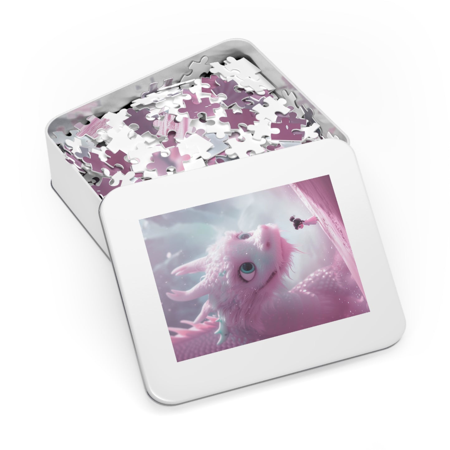 Young Pink Dragon with Sweet Little Girl Jigsaw Puzzle (30, 110, 252, 500,1000-Piece)