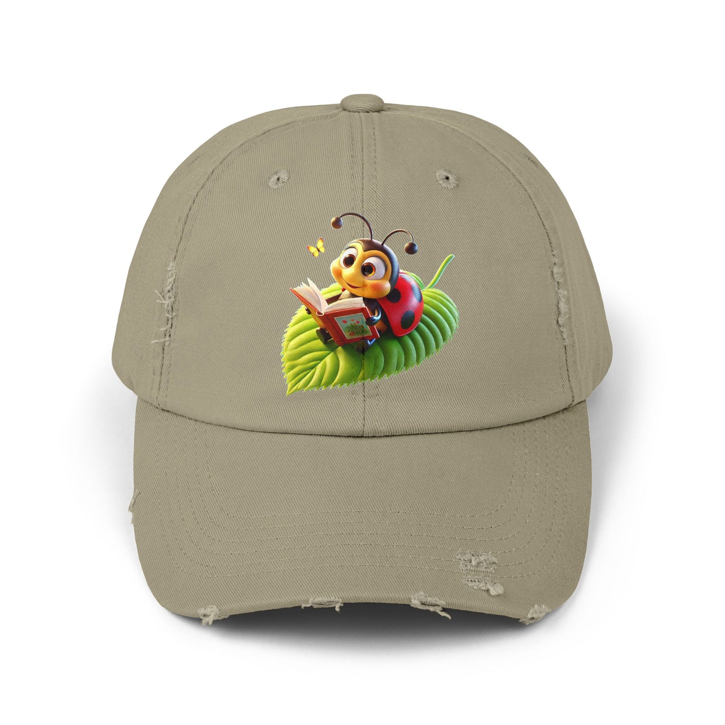 The Ladybug Reading Her Book Distressed Cap - Unisex