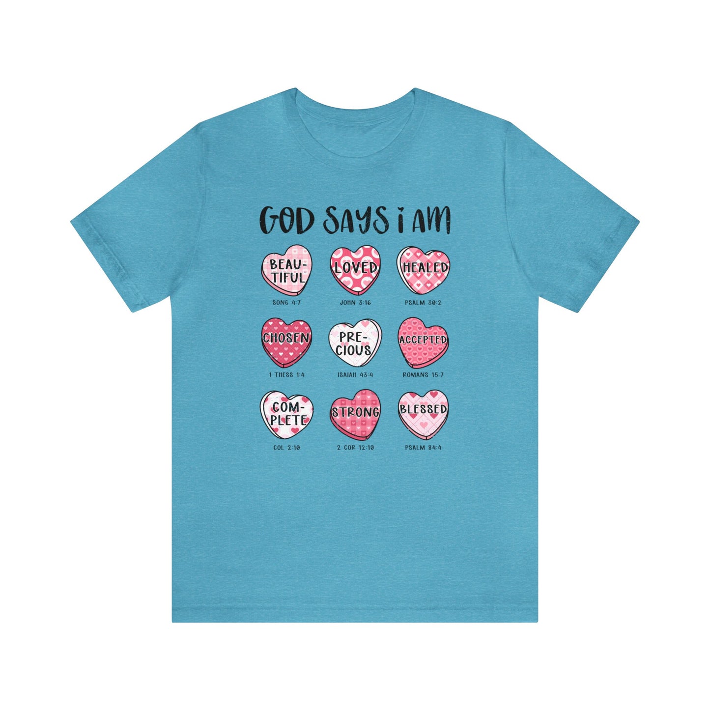 God Says I Am Candy Hearts Unisex Jersey Short Sleeve Tee