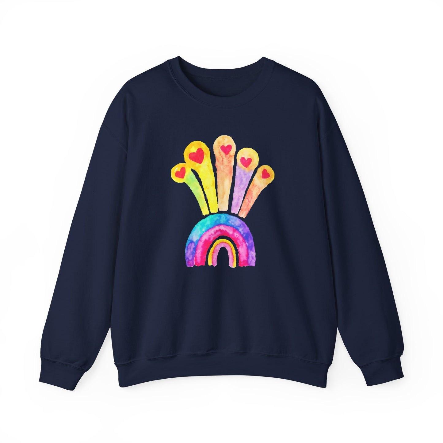 Kids Drawing Rainbow and Hearts Unisex Heavy Blend™ Crewneck Sweatshirt