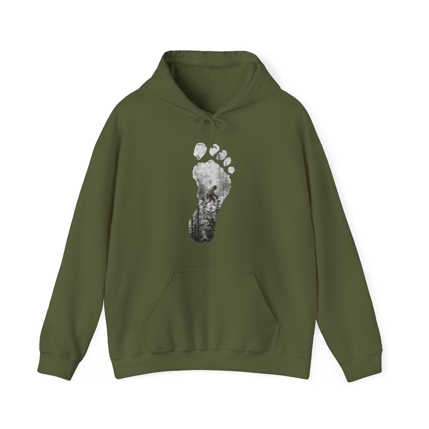 Bigfoot in the Forest Foot Print Unisex Heavy Blend™ Hooded Sweatshirt