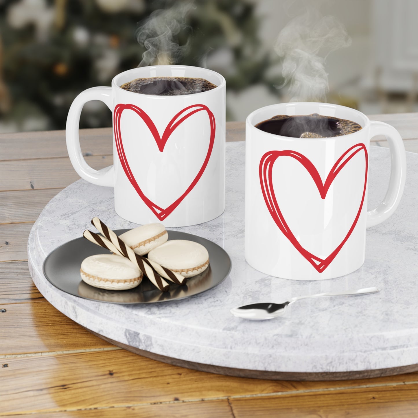 Hand-drawn Heart Ceramic Mugs (11oz\15oz\20oz)