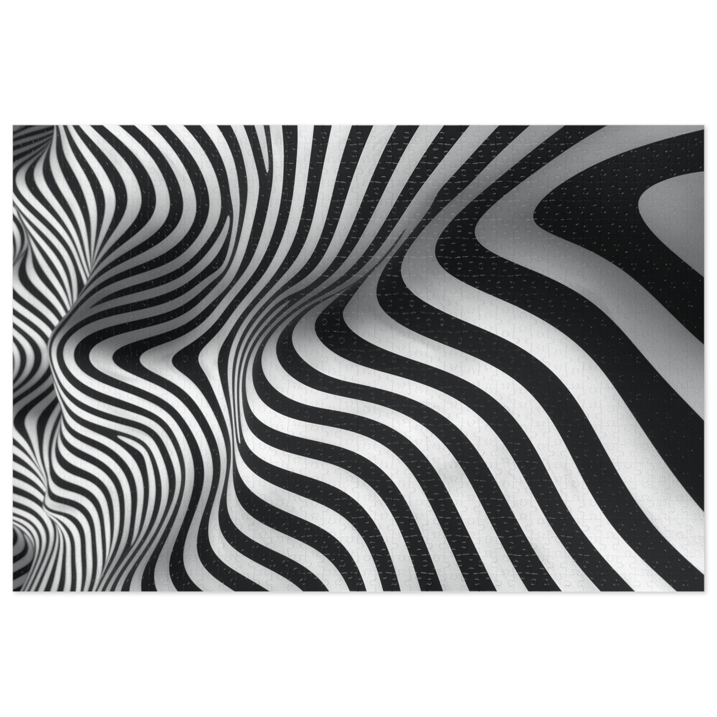 Black and White Wave Pattern Jigsaw Puzzle (30, 110, 252, 500,1000-Piece)
