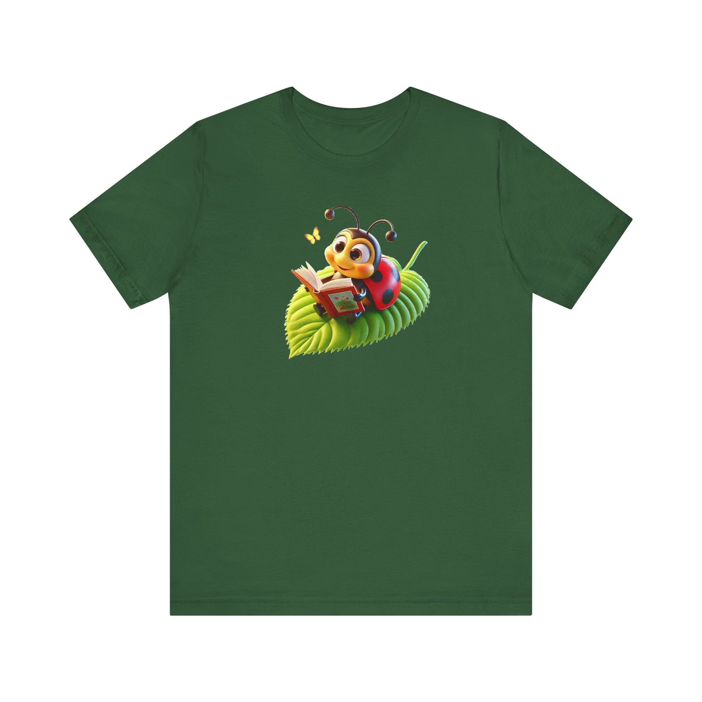 Reading Ladybug Unisex Jersey Tee - Cute Insect Graphic Tee for Nature Lovers