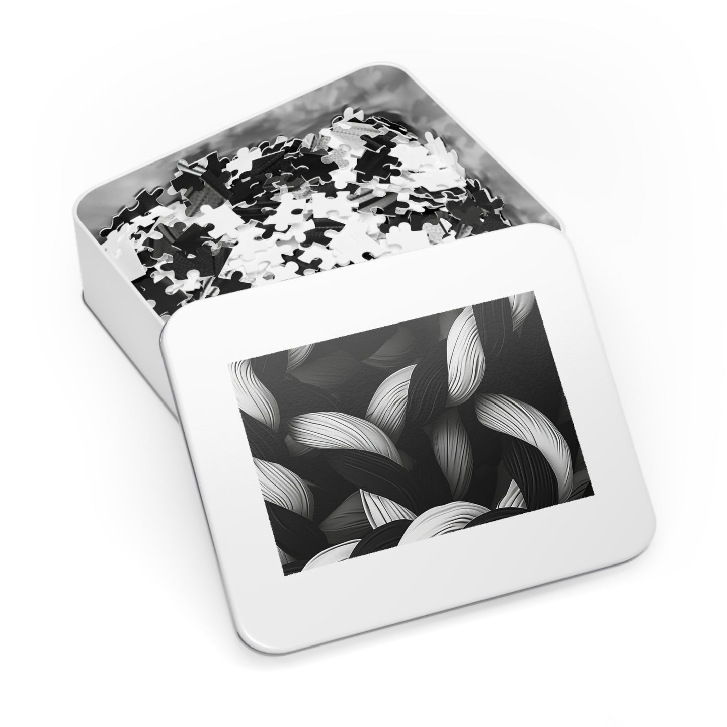 Black and White Twisted Rope Jigsaw Puzzle (30, 110, 252, 500,1000-Piece)