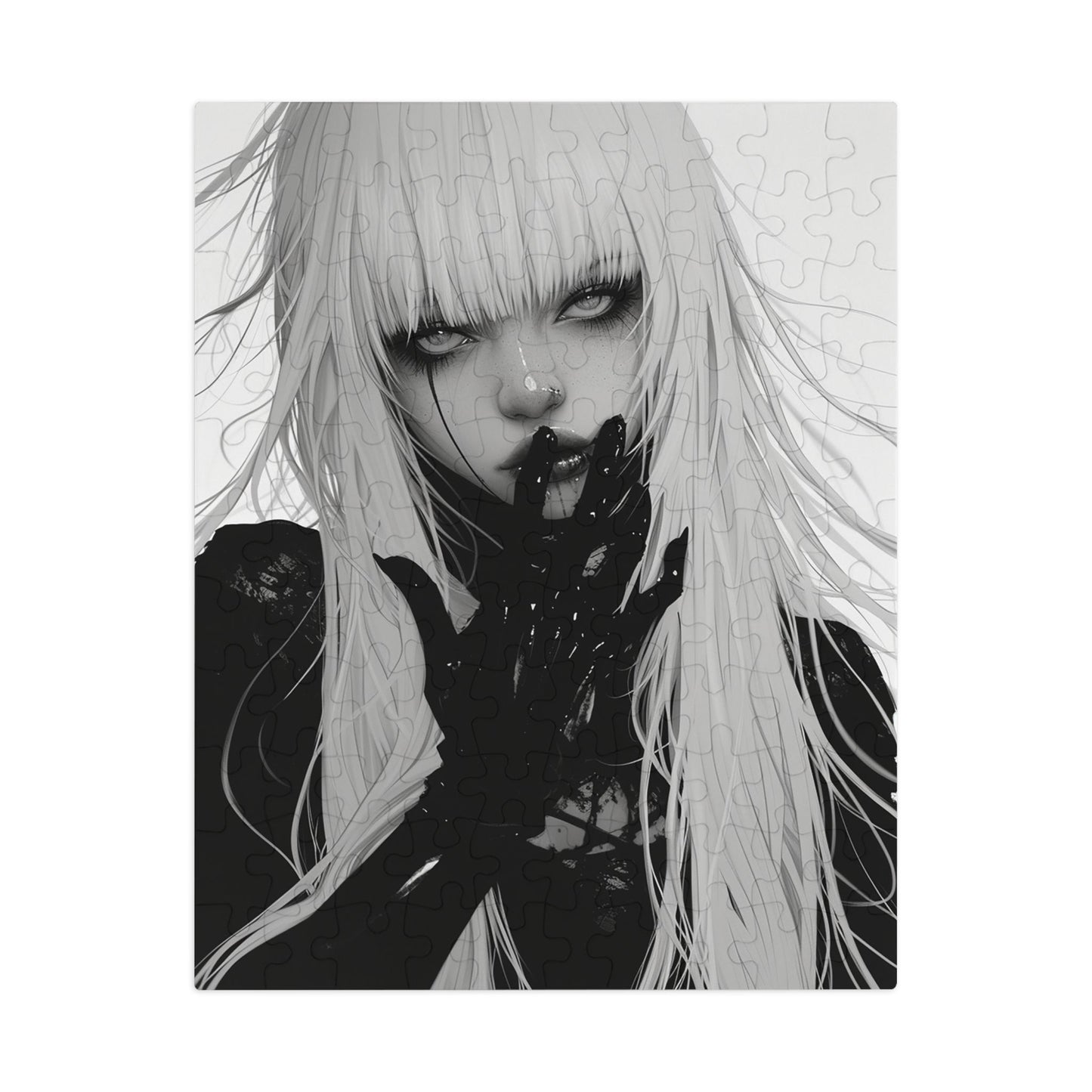 Black and White Anime Female Jigsaw Puzzle (30, 110, 252, 500,1000-Piece)