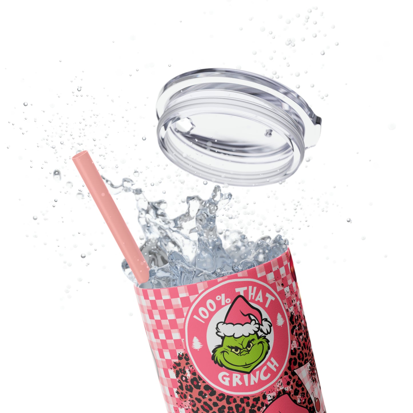 100% That Grinch! Skinny Tumbler with Straw, 20oz