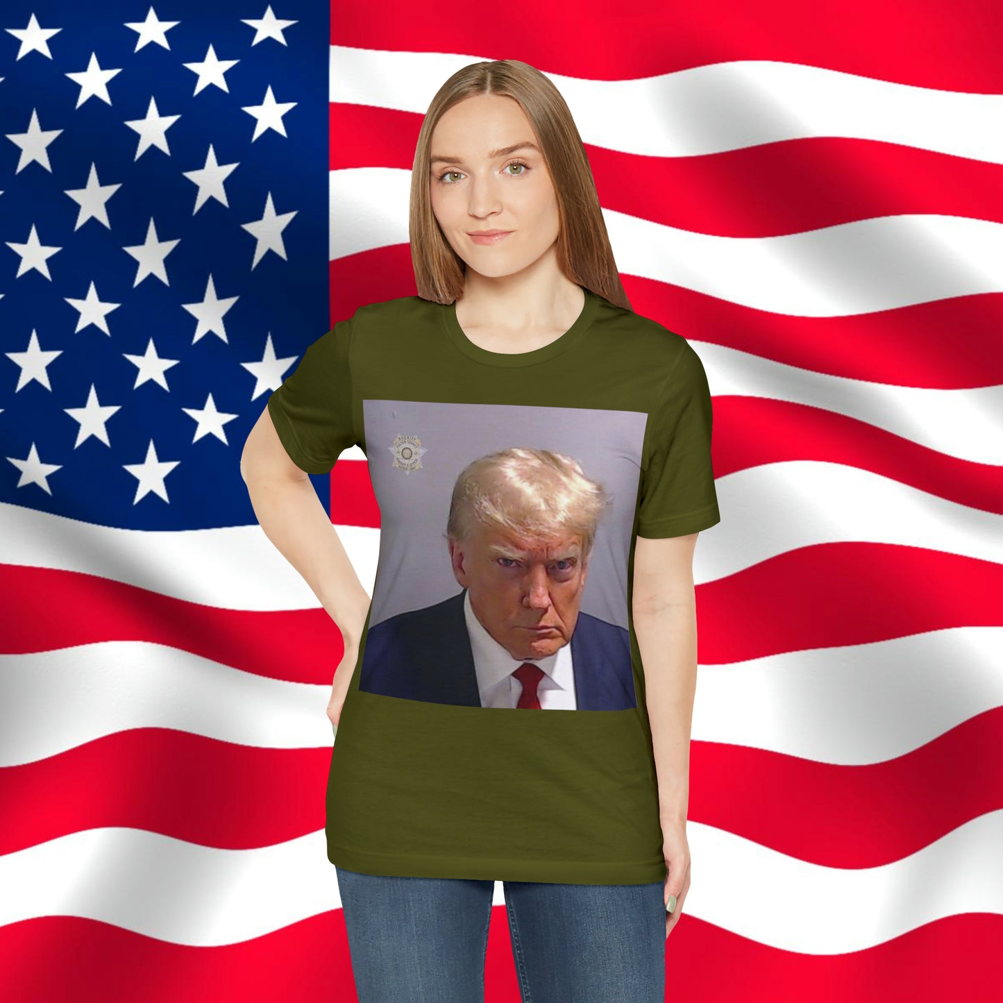 Trump Mug Shot Unisex Jersey Short Sleeve Tee