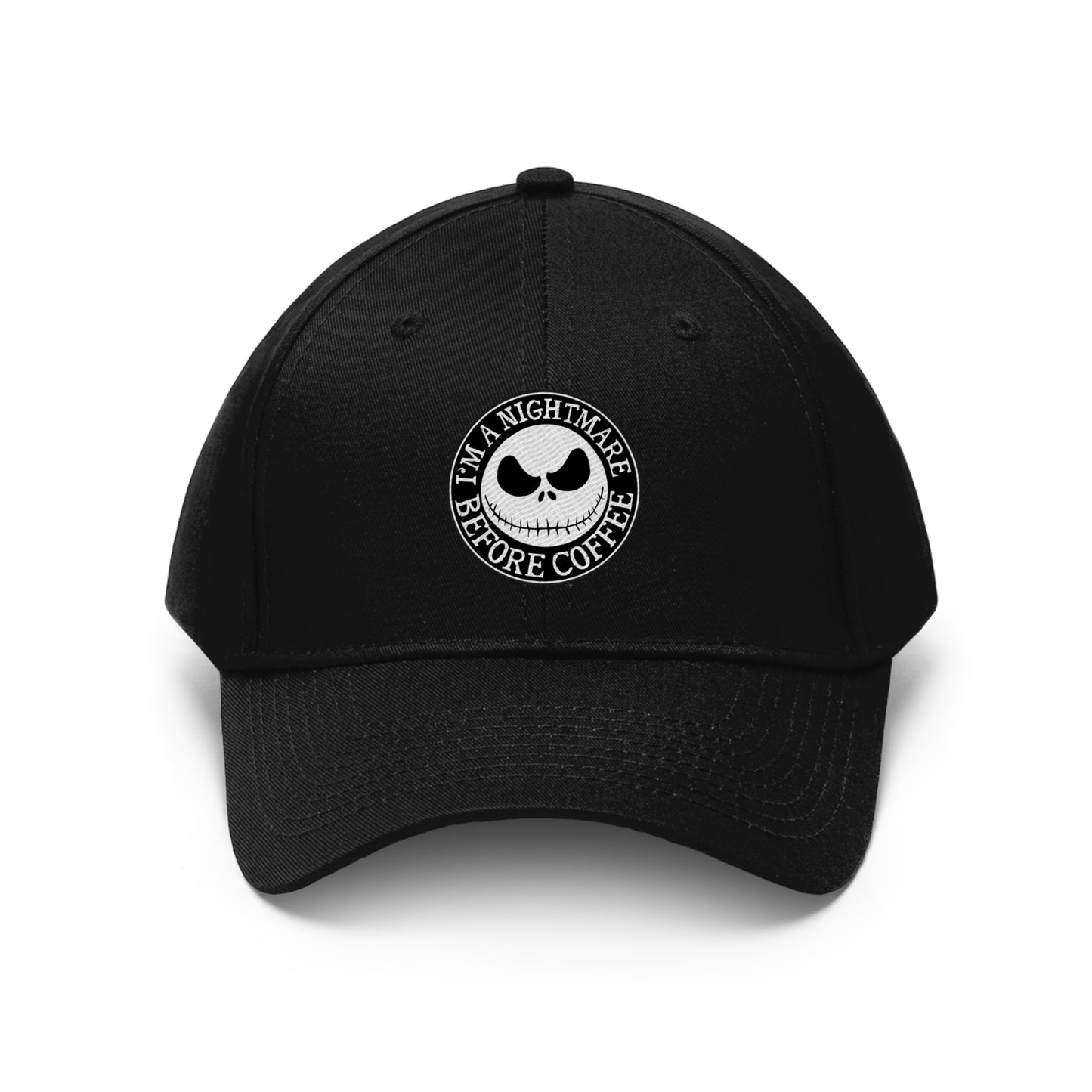 Nightmare Before Coffee Embroidery Unisex Twill Hat