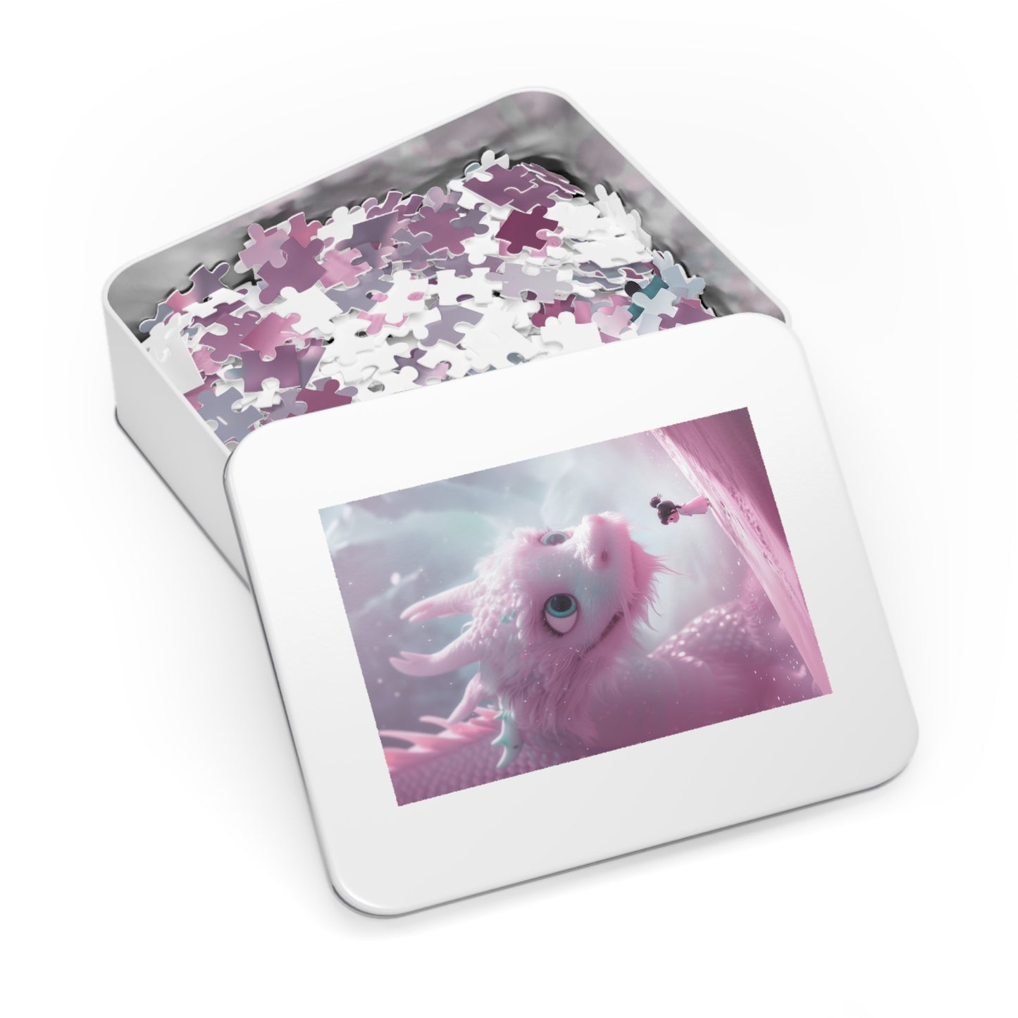 Young Pink Dragon with Sweet Little Girl Jigsaw Puzzle (30, 110, 252, 500,1000-Piece)