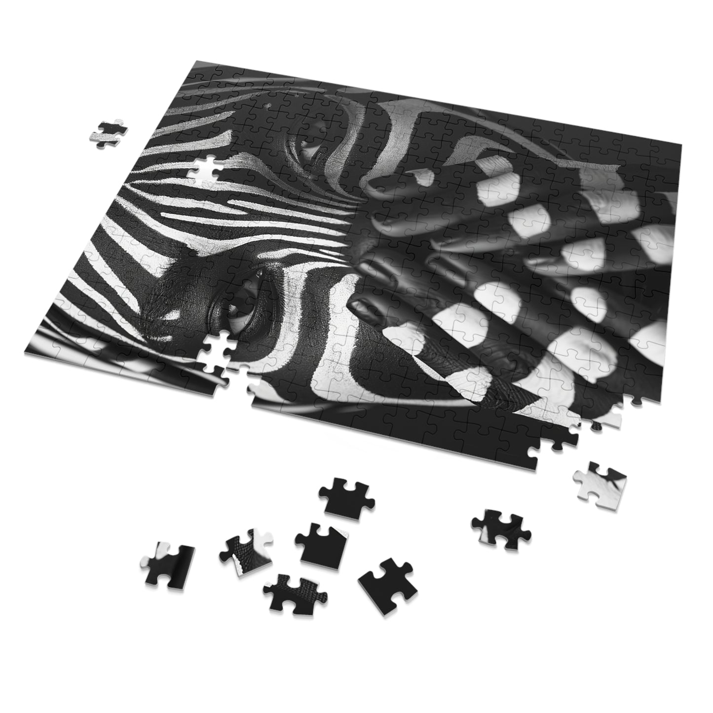Black and White Zebra Painted Woman Jigsaw Puzzle (30, 110, 252, 500,1000-Piece)