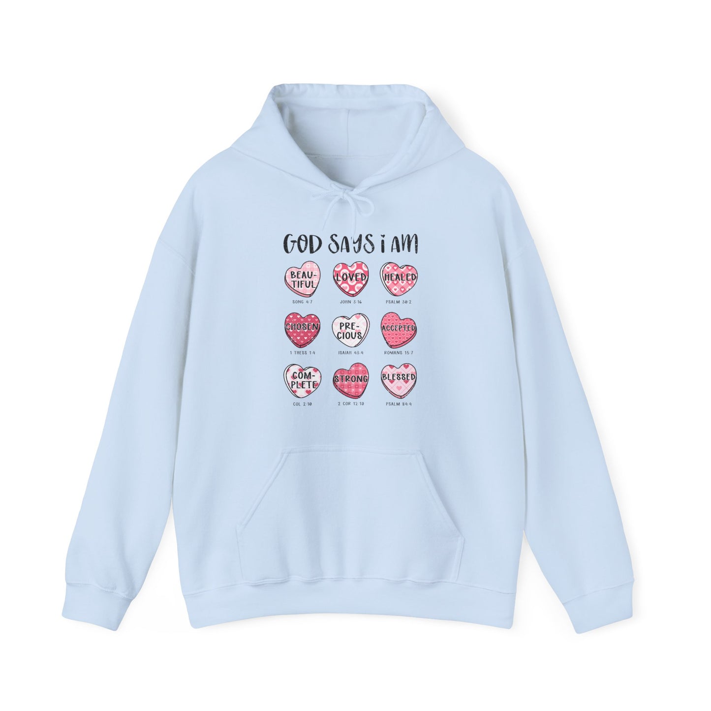 God Says I Am Candy Hearts Unisex Heavy Blend™ Hooded Sweatshirt